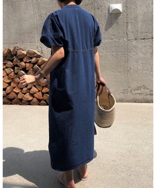 ⭐️タグ付け新品⭐️パーリーゲイツデニムライク スリーブレスワンピース デニム LADY LIKE（レディライク）の「ノーカラー前開きデニム