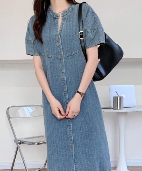 ⭐️タグ付け新品⭐️パーリーゲイツデニムライク スリーブレスワンピース デニム セール】 デニム・ドレス （ロング・マキシ丈ワンピース