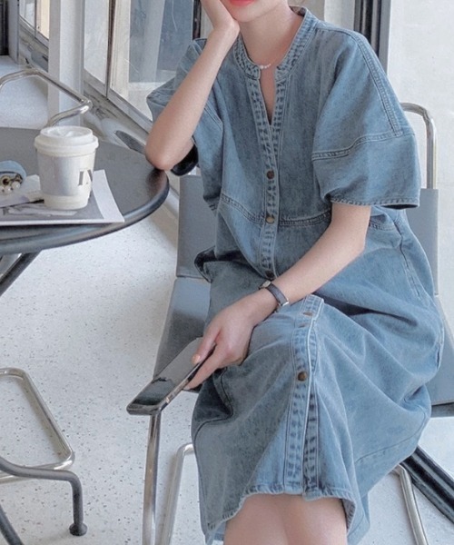 ⭐️タグ付け新品⭐️パーリーゲイツデニムライク スリーブレスワンピース デニム セール】 デニム・ドレス （ロング・マキシ丈ワンピース