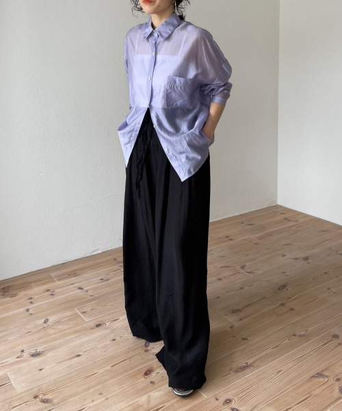 wee9s（ウィークス）の「relax matte satin pants / ウエストゴム