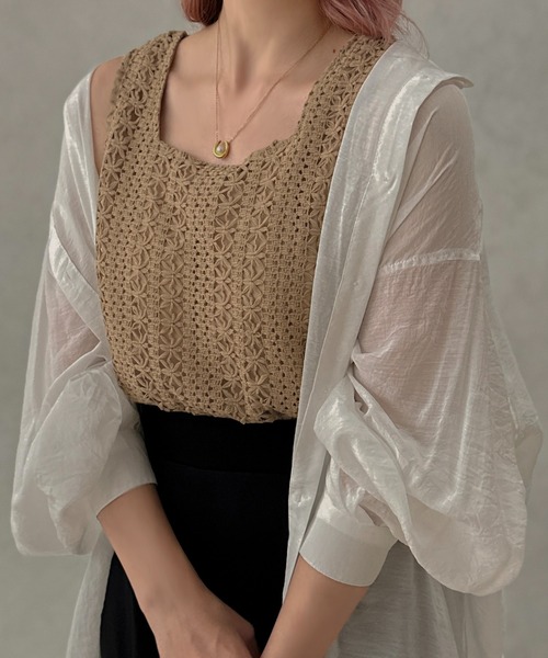 apres jour clair（アプレジュールクレア）の「【apres jour clair】かぎ針編み風タンク【ZOZOTOWN限定アイテム】（タンクトップ・レディース・モカ/オレンジ/アイボリー・X-LARGE/フリー）」の10枚目の写真