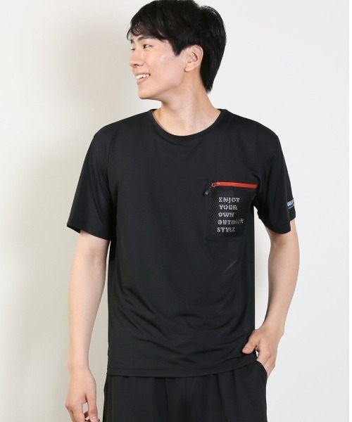 TAKA-Q（タカキュー）の「【WEB限定販売】Holidayout 冷感メッシュ ポケットT(セットアップ可能)（Tシャツ/カットソー・メンズ・イエロー/カーキ/ブラック・MEDIUM/LARGE/X-LARGE）」の2枚目の写真