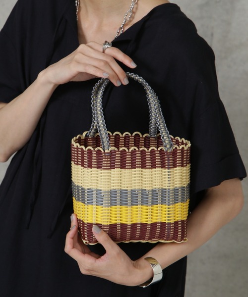 ROSE BUD（ローズバッド）の「(SCONI)ミニバスケットスタンダード（トートバッグ・レディース・ベージュ/オレンジ・FREE）」の2枚目の写真