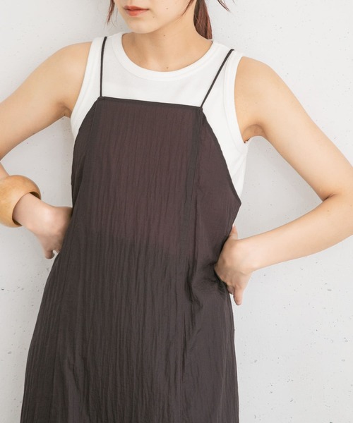 KBF（ケイビーエフ）の「ワッフルクロップドタンクトップ（タンクトップ・レディース・ダークブラウン/グレー/オフホワイト・ONE）」の6枚目の写真