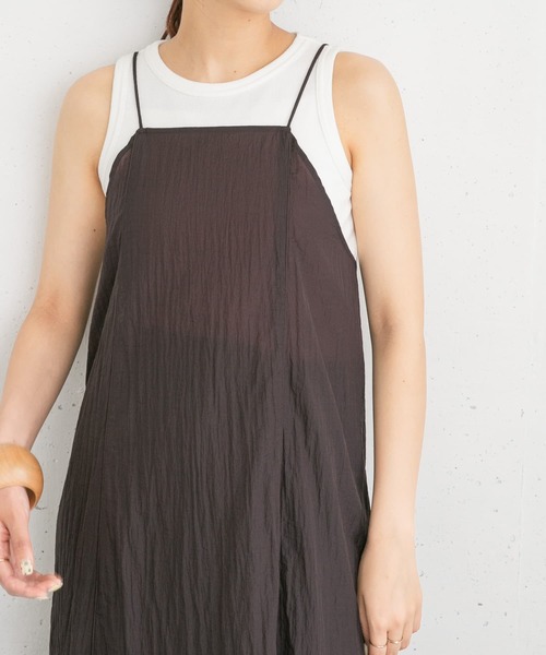 KBF（ケイビーエフ）の「ワッフルクロップドタンクトップ（タンクトップ・レディース・ダークブラウン/グレー/オフホワイト・ONE）」の7枚目の写真