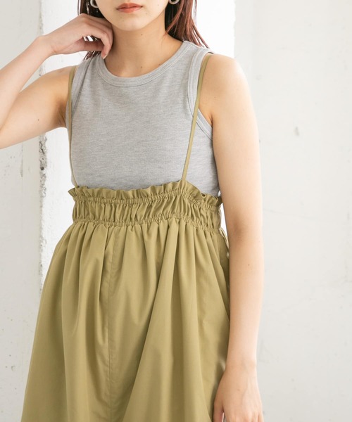 KBF（ケイビーエフ）の「ワッフルクロップドタンクトップ（タンクトップ・レディース・ダークブラウン/グレー/オフホワイト・ONE）」の12枚目の写真