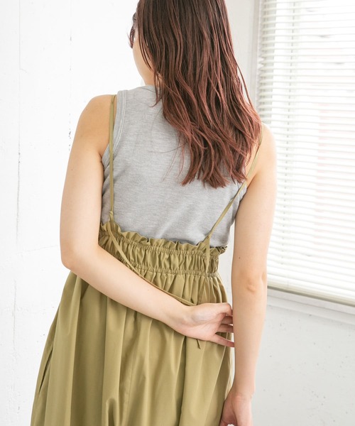 KBF（ケイビーエフ）の「ワッフルクロップドタンクトップ（タンクトップ・レディース・ダークブラウン/グレー/オフホワイト・ONE）」の14枚目の写真