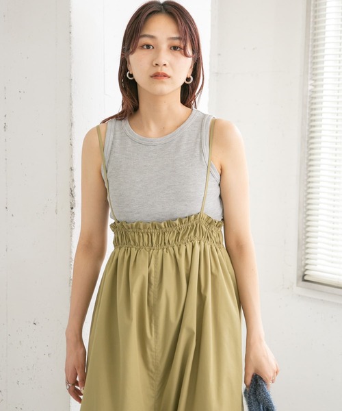 KBF（ケイビーエフ）の「ワッフルクロップドタンクトップ（タンクトップ・レディース・ダークブラウン/グレー/オフホワイト・ONE）」の15枚目の写真