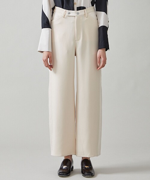 FEMMENT（ファモン）の「【FENNENT/ファモン】2wayダブルクロスデニムラインパンツ（スラックス・レディース・ブラック/オフホワイト・1/2）」の16枚目の写真