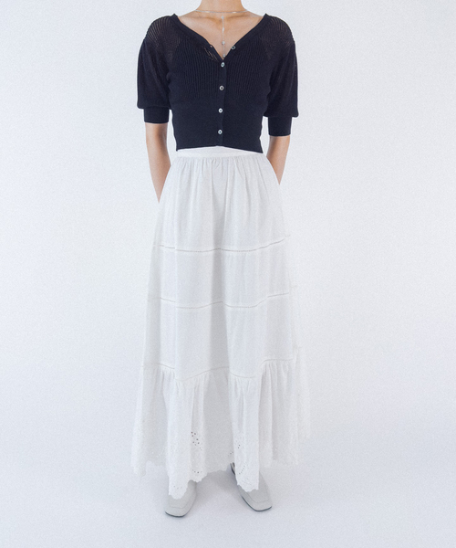 charles chaton シャルルシャトン サテンフリルスカート フリルヘムロングスカート（スカート）｜Charles Chaton