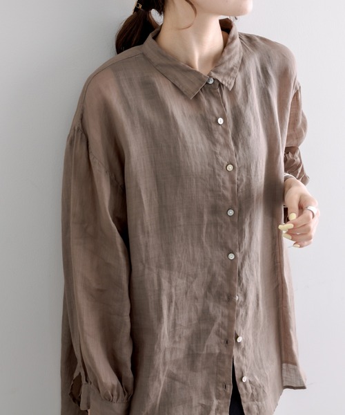 PUAL CE CIN（ピュアルセシン）の「【Du noir】ラミー前開きブラウス（シャツ/ブラウス・レディース・オフホワイト/ブラック/ブラウン/ライトグレー・FREE）」の13枚目の写真