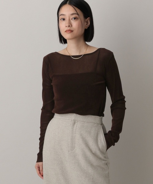 A part by(アパートバイ)の「シアーベロアカットソー_長袖(Tシャツ/カットソー・レディース・ブラック/グレー系その他/ブルー/オフホワイト/ブラック系その他2/カーキ/ブラウン/ピンク系その他2・FREE)」の5枚目の写真