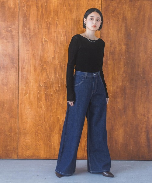 A part by(アパートバイ)の「シアーベロアカットソー_長袖(Tシャツ/カットソー・レディース・ブラック/グレー系その他/ブルー/オフホワイト/ブラック系その他2/カーキ/ブラウン/ピンク系その他2・FREE)」の13枚目の写真