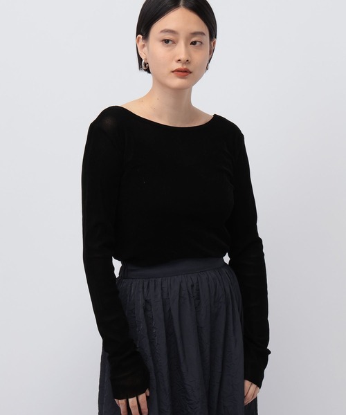 A part by(アパートバイ)の「シアーベロアカットソー_長袖(Tシャツ/カットソー・レディース・ブラック/グレー系その他/ブルー/オフホワイト/ブラック系その他2/カーキ/ブラウン/ピンク系その他2・FREE)」の19枚目の写真