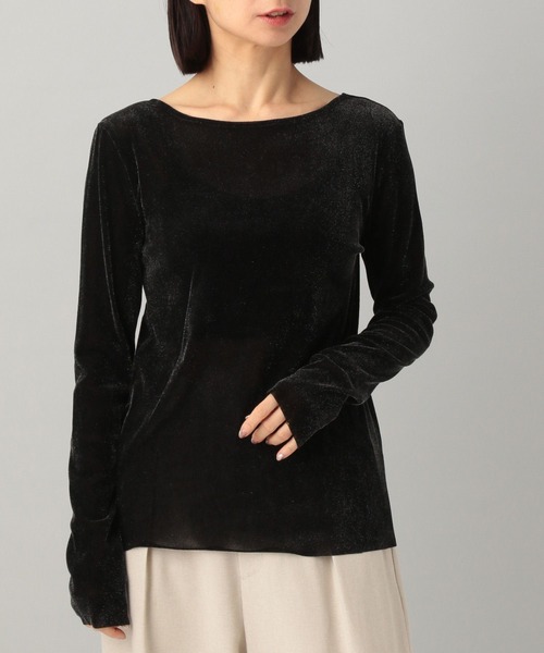 A part by(アパートバイ)の「シアーベロアカットソー_長袖(Tシャツ/カットソー・レディース・ブラック/グレー系その他/ブルー/オフホワイト/ブラック系その他2/カーキ/ブラウン/ピンク系その他2・FREE)」の17枚目の写真