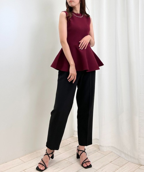 INGNI（イング）の「ペプラムノースリニット（ニット/セーター・レディース・ボルドー/ブラック/オフホワイト・M）」の5枚目の写真