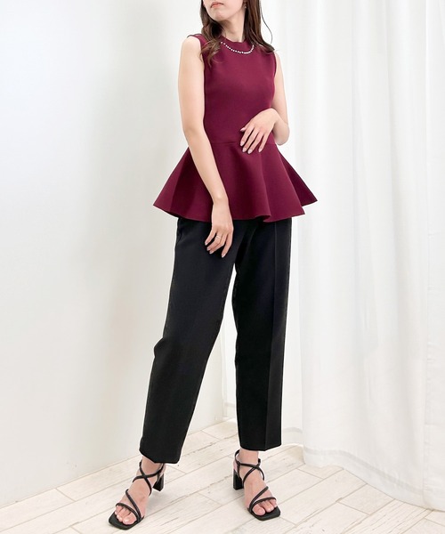 INGNI（イング）の「ペプラムノースリニット（ニット/セーター・レディース・ボルドー/ブラック/オフホワイト・M）」の22枚目の写真