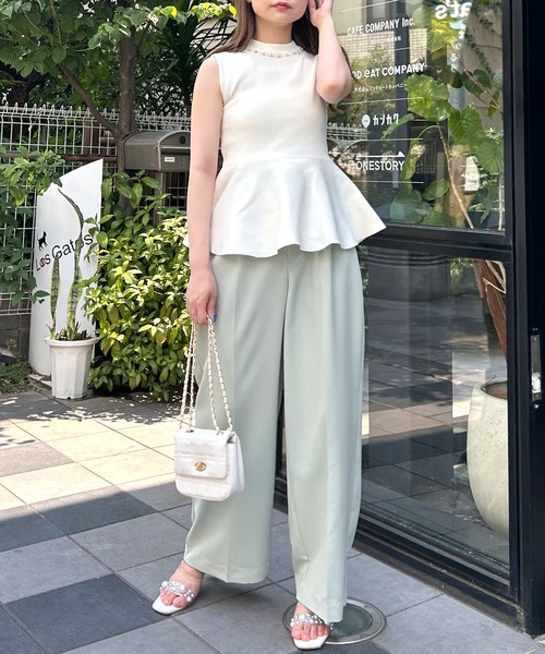 INGNI（イング）の「ペプラムノースリニット（ニット/セーター・レディース・ボルドー/ブラック/オフホワイト・M）」の16枚目の写真