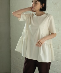 OPAQUE.CLIP | Aラインティアードカットソー/シルク調コットン【洗濯機洗い可】(Tシャツ/カットソー)