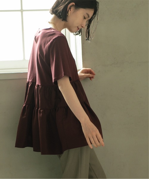 OPAQUE.CLIP(オペークドットクリップ)の「◆Aラインティアードカットソー/シルク調コットン【洗濯機洗い可】(Tシャツ/カットソー・レディース・ブラック/オフホワイト/グリーン/ボルドー・36/38/40/42)」の16枚目の写真