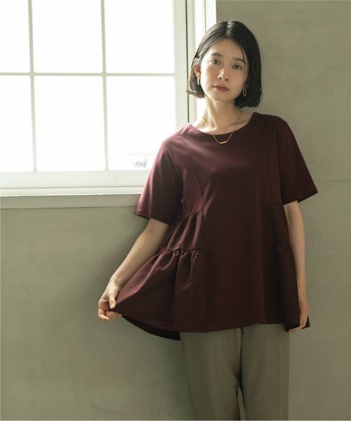 OPAQUE.CLIP(オペークドットクリップ)の「◆Aラインティアードカットソー/シルク調コットン【洗濯機洗い可】(Tシャツ/カットソー・レディース・ブラック/オフホワイト/グリーン/ボルドー・36/38/40/42)」の20枚目の写真