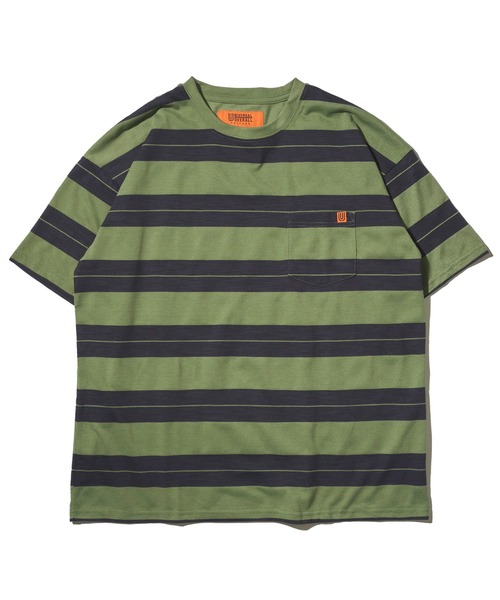UNIVERSAL OVERALL(ユニバーサルオーバーオール)の「【UNIVERSAL OVERALL】 RETRO BORDER POCKET TEE / レトロボーダーポケットTシャツ(Tシャツ/カットソー・メンズ・アイボリー/ブラック/グリーン・MEDIUM/LARGE/X-LARGE)」の8枚目の写真