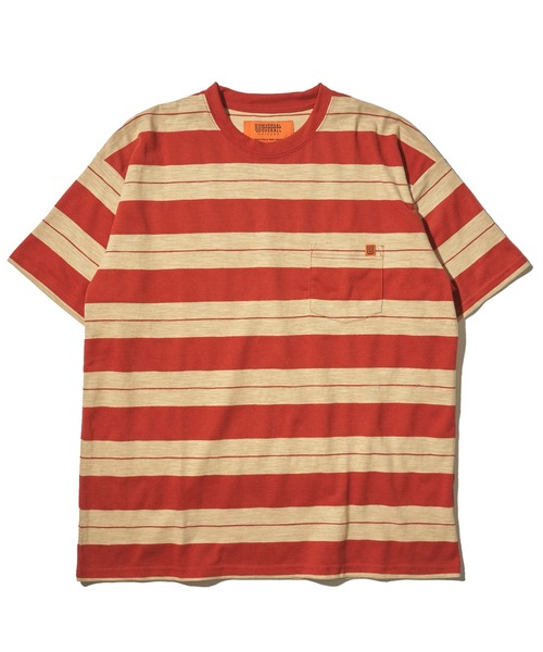 UNIVERSAL OVERALL(ユニバーサルオーバーオール)の「【UNIVERSAL OVERALL】 RETRO BORDER POCKET TEE / レトロボーダーポケットTシャツ(Tシャツ/カットソー・メンズ・アイボリー/ブラック/グリーン・MEDIUM/LARGE/X-LARGE)」の4枚目の写真