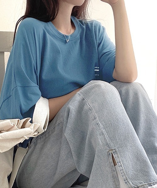 SHEENA（シーナ）の「綿100％、バックロゴプリントBIGＴシャツ（Tシャツ/カットソー・レディース・ホワイト/ブルー系その他/ブラック/チャコールグレー・M）」の12枚目の写真