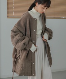 Bab | ボア×キルティングサイドリボン中綿コート(その他アウター)