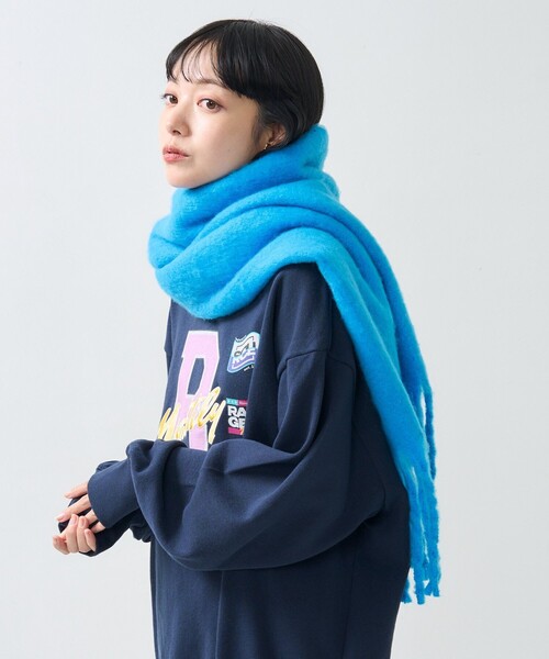 FREAK'S STORE（フリークスストア）の「ボリューム フリンジ マフラー（マフラー・レディース・ブラック/オフホワイト/ピンク/ブルー・ONE SIZE）」の10枚目の写真