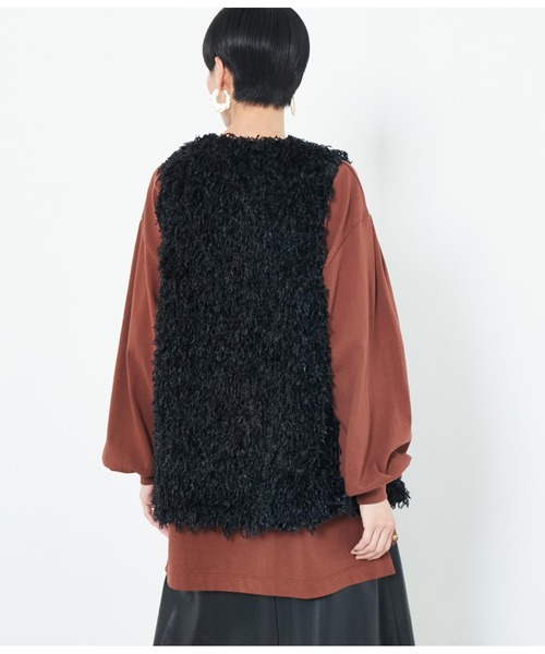 Settimissimo（セッティミッシモ）の「フリンジレースノーカラージレ（ベスト・レディース・ベージュ系その他/ブラック・M）」の5枚目の写真