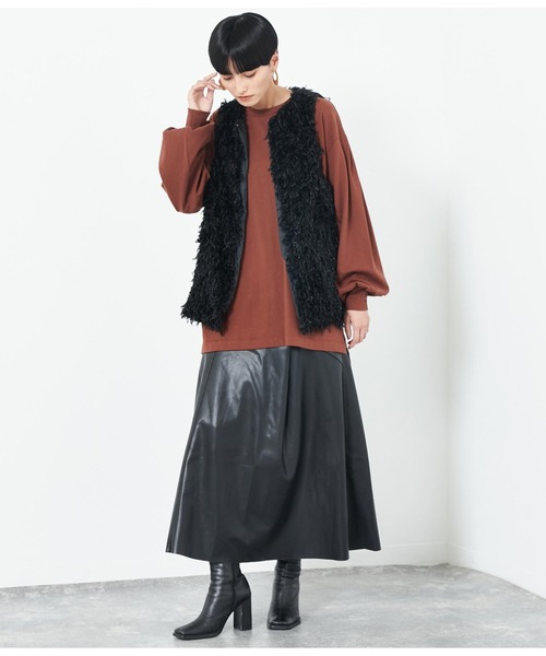 Settimissimo（セッティミッシモ）の「フリンジレースノーカラージレ（ベスト・レディース・ベージュ系その他/ブラック・M）」の7枚目の写真