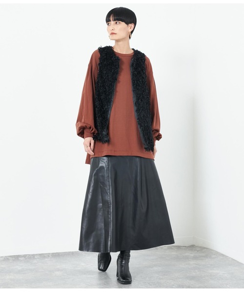 Settimissimo（セッティミッシモ）の「フリンジレースノーカラージレ（ベスト・レディース・ベージュ系その他/ブラック・M）」の6枚目の写真