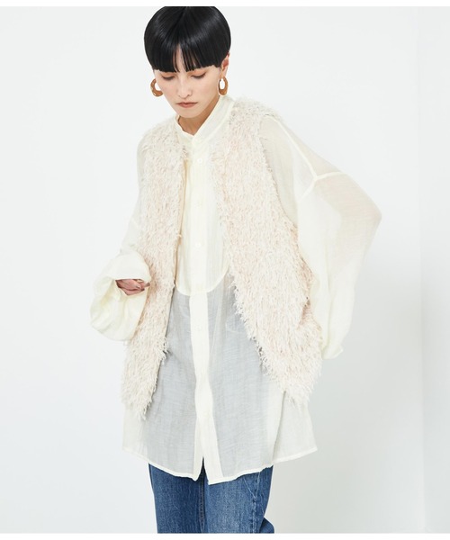 Settimissimo（セッティミッシモ）の「フリンジレースノーカラージレ（ベスト・レディース・ベージュ系その他/ブラック・M）」の9枚目の写真