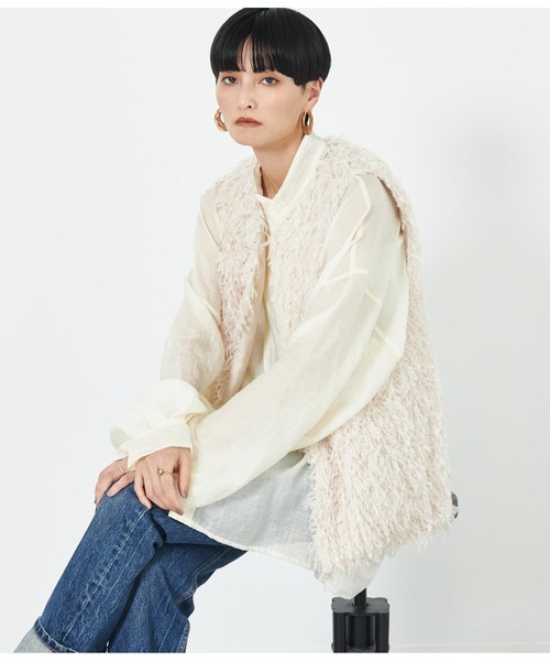 Settimissimo（セッティミッシモ）の「フリンジレースノーカラージレ（ベスト・レディース・ベージュ系その他/ブラック・M）」の10枚目の写真