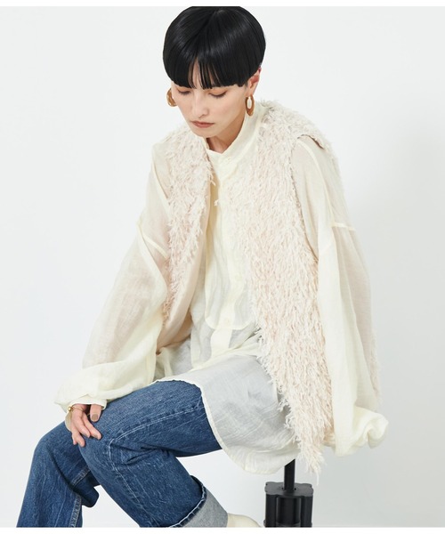 Settimissimo（セッティミッシモ）の「フリンジレースノーカラージレ（ベスト・レディース・ベージュ系その他/ブラック・M）」の11枚目の写真