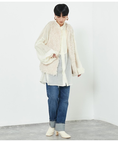 Settimissimo（セッティミッシモ）の「フリンジレースノーカラージレ（ベスト・レディース・ベージュ系その他/ブラック・M）」の12枚目の写真