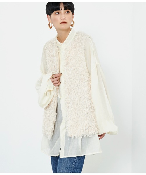 Settimissimo（セッティミッシモ）の「フリンジレースノーカラージレ（ベスト・レディース・ベージュ系その他/ブラック・M）」の22枚目の写真