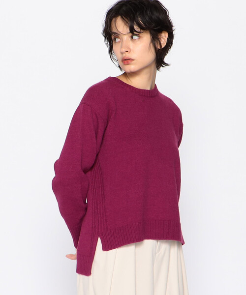 COMME CA ISM(コムサイズム)の「クルーネック カラーニット(ニット/セーター・レディース・パープル系/グリーン/ベージュ/ブラック/サックスブルー/チャコール/グレー/ブルー/ホワイト/ピンク・MEDIUM/LARGE)」の9枚目の写真