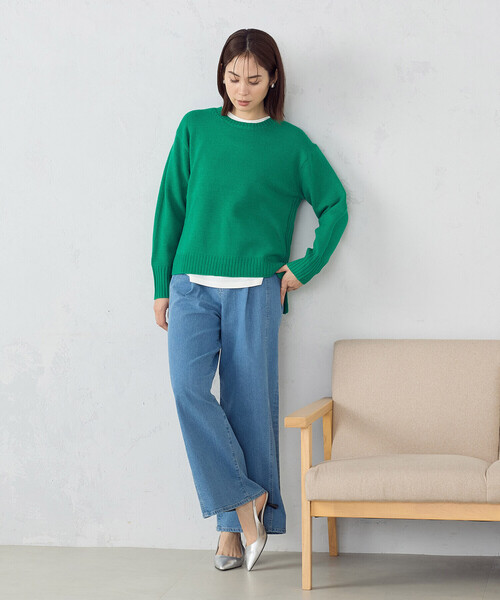 COMME CA ISM(コムサイズム)の「クルーネック カラーニット(ニット/セーター・レディース・パープル系/グリーン/ベージュ/ブラック/サックスブルー/チャコール/グレー/ブルー/ホワイト/ピンク・MEDIUM/LARGE)」の13枚目の写真