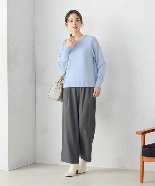 COMME CA ISM(コムサイズム)の「クルーネック カラーニット(ニット/セーター・レディース・パープル系/グリーン/ベージュ/ブラック/サックスブルー/チャコール/グレー/ブルー/ホワイト/ピンク・MEDIUM/LARGE)」の16枚目の写真