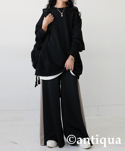 セール】配色ラインワイドパンツ（その他パンツ）｜antiqua