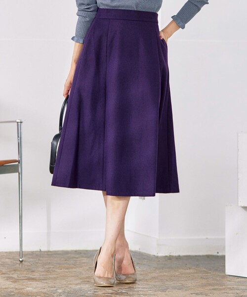 Tiaclasse（ティアクラッセ）の「ウール調フレアスカート（スカート・レディース・パープル/ベージュ/チャコールグレー・L/S/M）」の4枚目の写真