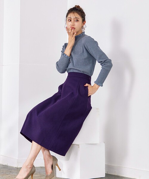 Tiaclasse（ティアクラッセ）の「ウール調フレアスカート（スカート・レディース・パープル/ベージュ/チャコールグレー・L/S/M）」の7枚目の写真