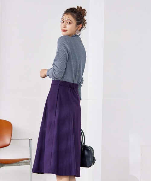 Tiaclasse（ティアクラッセ）の「ウール調フレアスカート（スカート・レディース・パープル/ベージュ/チャコールグレー・L/S/M）」の10枚目の写真