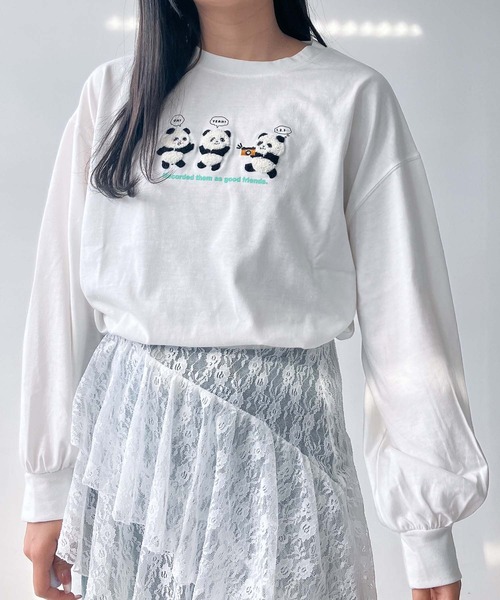 AS KNOW AS plus(アズノゥアズプラス)の「☆3匹ぽこアニマルロンT(Tシャツ/カットソー・レディース・ブルー系/ホワイト系/ブラック系/グリーン系/ブルー系2/ベージュ系2/ブラック系2/ホワイト系2/ベージュ系3/ブラック系3/ホワイト系3/アイボリー系3/ホワイト系4/ベージュ系4/アイボリー系4/ブラック系4/ホワイト系5/グリーン系5/ベージュ系5/ブラック系5/グリーン系6/ブラック系6/ブルー系6/ホワイト系6・FREE)」の5枚目の写真