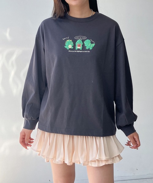 AS KNOW AS plus(アズノゥアズプラス)の「☆3匹ぽこアニマルロンT(Tシャツ/カットソー・レディース・ブルー系/ホワイト系/ブラック系/グリーン系/ブルー系2/ベージュ系2/ブラック系2/ホワイト系2/ベージュ系3/ブラック系3/ホワイト系3/アイボリー系3/ホワイト系4/ベージュ系4/アイボリー系4/ブラック系4/ホワイト系5/グリーン系5/ベージュ系5/ブラック系5/グリーン系6/ブラック系6/ブルー系6/ホワイト系6・FREE)」の10枚目の写真