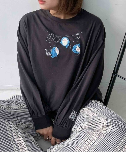 AS KNOW AS plus(アズノゥアズプラス)の「☆3匹ぽこアニマルロンT(Tシャツ/カットソー・レディース・ブルー系/ホワイト系/ブラック系/グリーン系/ブルー系2/ベージュ系2/ブラック系2/ホワイト系2/ベージュ系3/ブラック系3/ホワイト系3/アイボリー系3/ホワイト系4/ベージュ系4/アイボリー系4/ブラック系4/ホワイト系5/グリーン系5/ベージュ系5/ブラック系5/グリーン系6/ブラック系6/ブルー系6/ホワイト系6・FREE)」の12枚目の写真