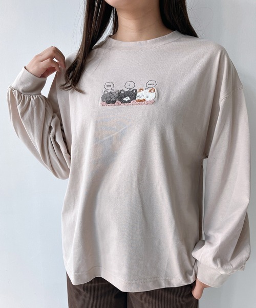 AS KNOW AS plus(アズノゥアズプラス)の「☆3匹ぽこアニマルロンT(Tシャツ/カットソー・レディース・ブルー系/ホワイト系/ブラック系/グリーン系/ブルー系2/ベージュ系2/ブラック系2/ホワイト系2/ベージュ系3/ブラック系3/ホワイト系3/アイボリー系3/ホワイト系4/ベージュ系4/アイボリー系4/ブラック系4/ホワイト系5/グリーン系5/ベージュ系5/ブラック系5/グリーン系6/ブラック系6/ブルー系6/ホワイト系6・FREE)」の14枚目の写真