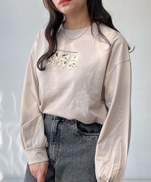 AS KNOW AS plus(アズノゥアズプラス)の「☆3匹ぽこアニマルロンT(Tシャツ/カットソー・レディース・ブルー系/ホワイト系/ブラック系/グリーン系/ブルー系2/ベージュ系2/ブラック系2/ホワイト系2/ベージュ系3/ブラック系3/ホワイト系3/アイボリー系3/ホワイト系4/ベージュ系4/アイボリー系4/ブラック系4/ホワイト系5/グリーン系5/ベージュ系5/ブラック系5/グリーン系6/ブラック系6/ブルー系6/ホワイト系6・FREE)」の15枚目の写真